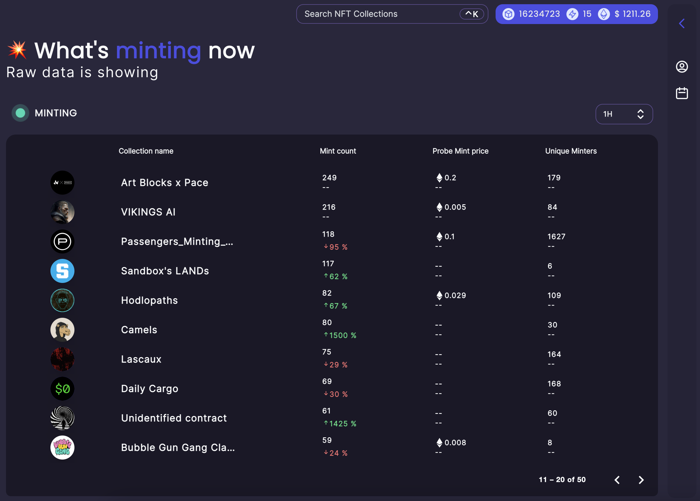 Minting collections page image
